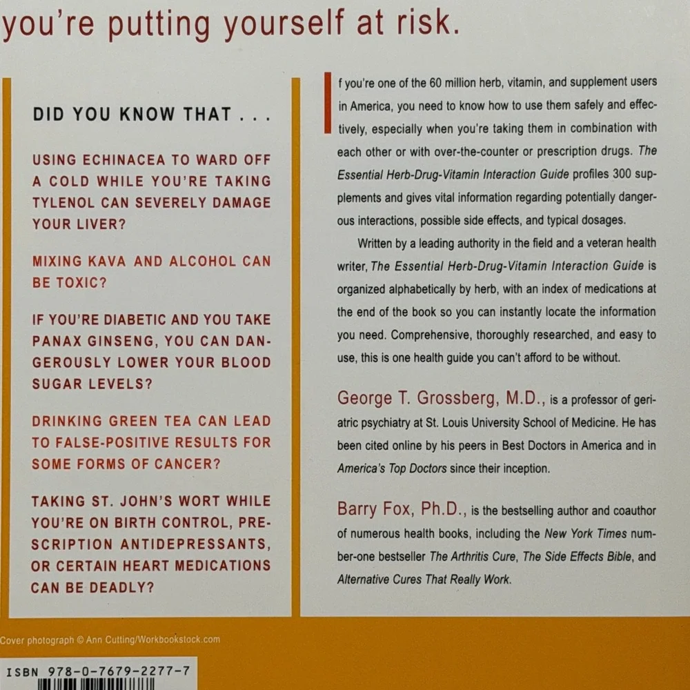 The Essential Herb‎ Drug Vitamin Interaction Guide Paperback Grossberg Fox 2007